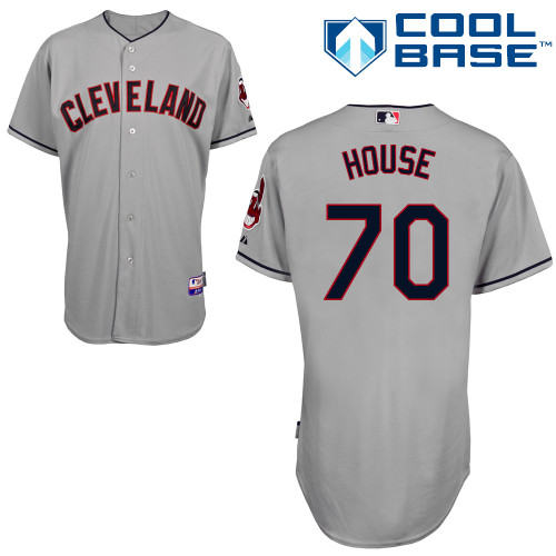 T-J House #70 MLB Jersey-Cleveland Indians Men's Authentic Road Gray Cool Base Baseball Jersey